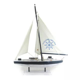 Barco A Vela Miniatura Madeira Decoração Berkat Sku 19631