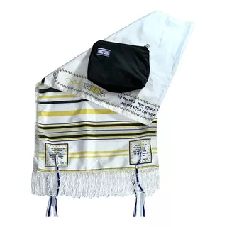 Talit Messiânico Nacional Preto Com Tzitzit + Bolsa Grátis