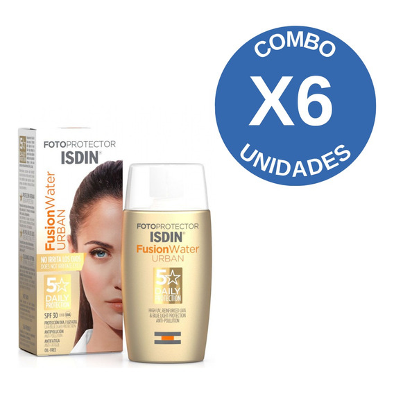 Combo X6 Isdin Fotoprotector Spf30 Fusion Water Urban 50 Ml