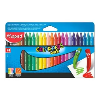 Crayones De Cera Wax Color Peps X24 Colores Escolar Maped E Color Segun Color