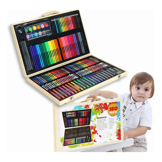 180 Piezas De Arte Para Niños Kit Set De Dibujo Portátil