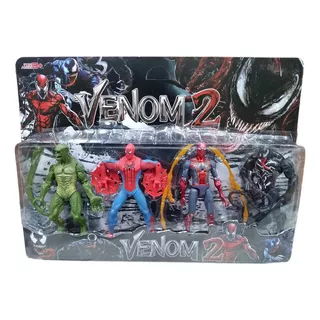 Muñecos Articulados Carnage Venom Spiderman Negro Set X 4