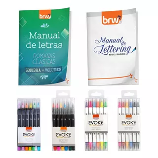 Kit De Lettering Profesional Brw Manual + Brush Pen 