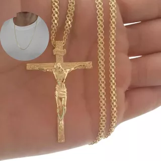 Cadena Tejido Chino+dije Madero Grande En Oro Laminado 18k