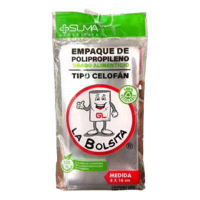 100 Bolsas De Celofan Medidas 8x16 Biodegradable