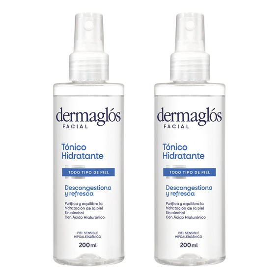 Combo X 2 Dermaglos Tonico Hidratante Descongestivo 200 Ml