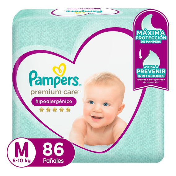 Pañal Pampers Premium Care Talla M 86 Un