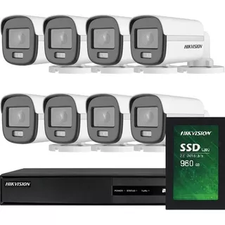 Kit Seguridad Hikvision Dvr 16ch+8 Cam 2mp Colorvu+1tb Ssd 