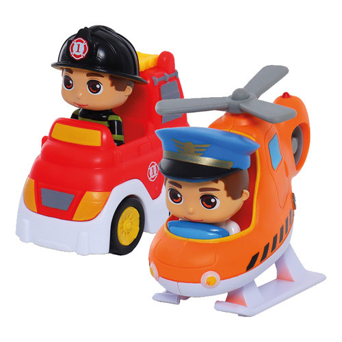 Set 2 Vehiculos Con Figuras Incluidas My Little Kids Color Naranja