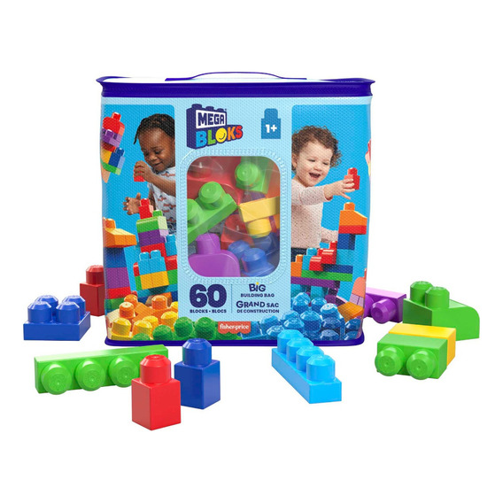 Mega Bloks Bolsa De Construcción 60 Piezas Versión Azul