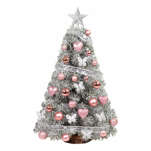 Árbol Navidad Xl Snow 1 Mt C/ Kit 30 Pzs Gold Rose - Sheshu Color Snow + Kit Plata