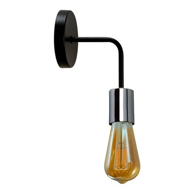 Aplique Vintage Negro Con Cromo Apto Led Pared Deco Moderno