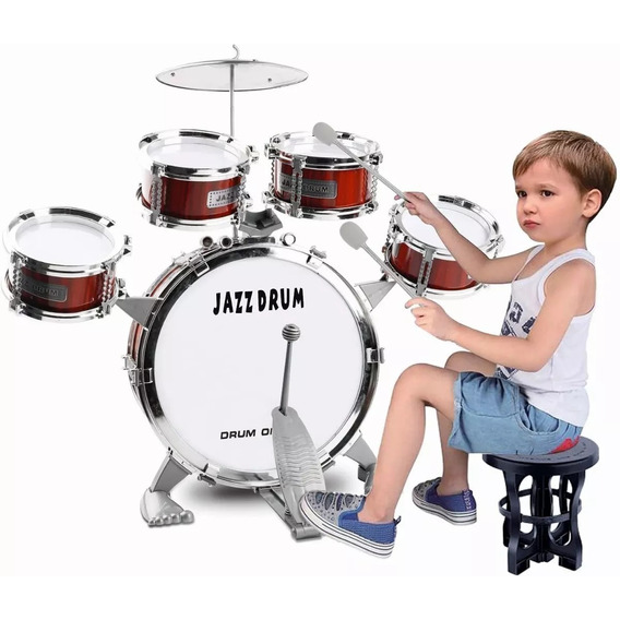 Batería musical de juguete WinCheers Toddler Drum Set rojo