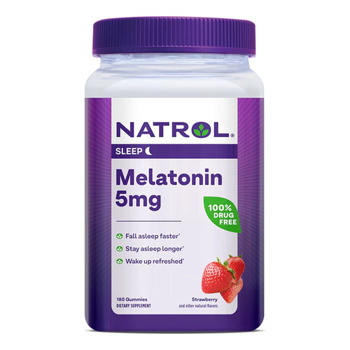 Melatonina Natrol 5 Mg | Tamaño Extra Grande | 180 Gomitas Sabor Bayas