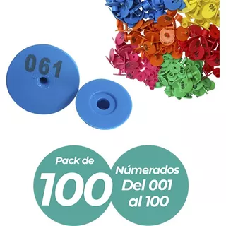 Aretes Redondos Numerados Para Cerdos Ovejas Pack 100 Und