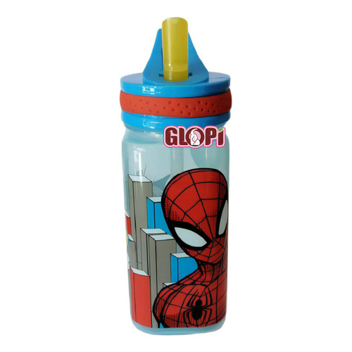 Botella Cuadrada 500ml Bombilla Spiderman Marvel Avengers Color Spider Man