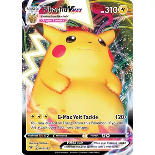 Pikachu Vmax 44/185 Carta Pokemon Vivid Voltage Sword&shield