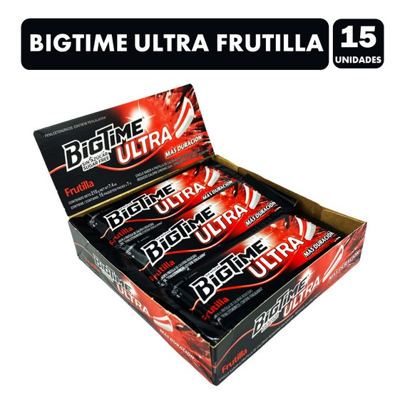Chicle Bigtime Frutilla Ultra - Sin Azúcar (caja Con 15 Un)