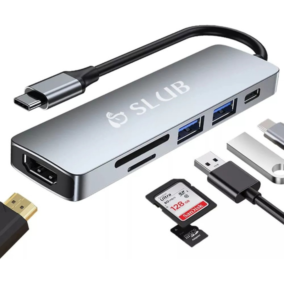 Adaptador Convertidor Tipo C Multipuertos 7 En 1 Hdmi Sd Usb