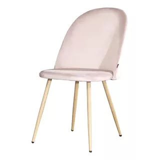 Silla Cheers Tapizada Pana Rosa Patas Simil Madera Emuebles Cantidad De Sillas Por Set 1 Color De La Estructura De La Silla Marrón Claro Color Del Asiento Rosa Claro