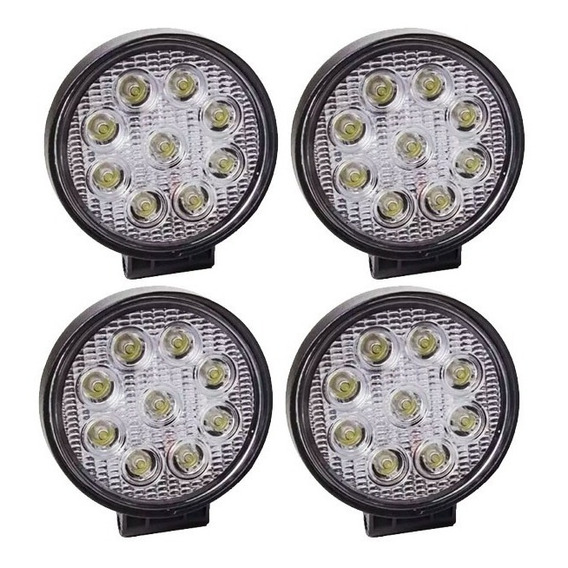 4u X Faro Led Redondo 27w 9 Leds Blanco 4x4 Cuatri Moto