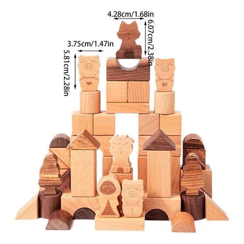 ECHOBUY Bloques De Construcción De Madera Montessori – Set De 28 Piezas Para Armar 6 Robots Diferentes – Juguete Educativo De Motricidad Fina Para Niños De 3 Años O Más