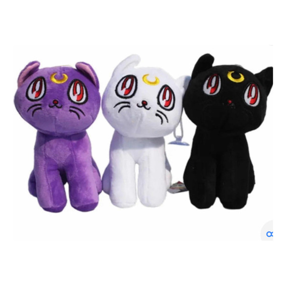 Peluche Gatita Luna Sailor Moon Color Morado Blanco Negro X1