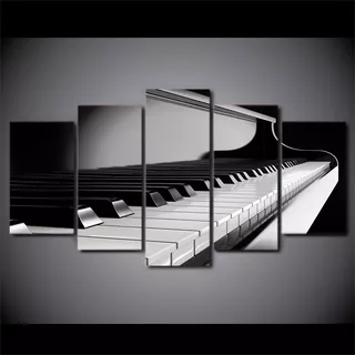 Quadro Mosaico 5 Peças Para Sala Pianista Piano Musicas 