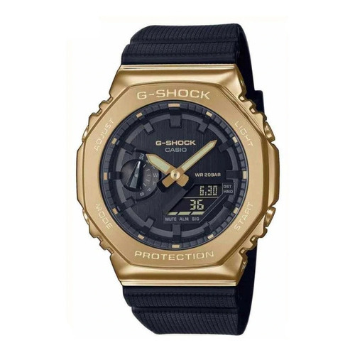 Reloj Casio G-shock Gm-2100 Para Caballero Color de la correa Negro Color del bisel Dorado