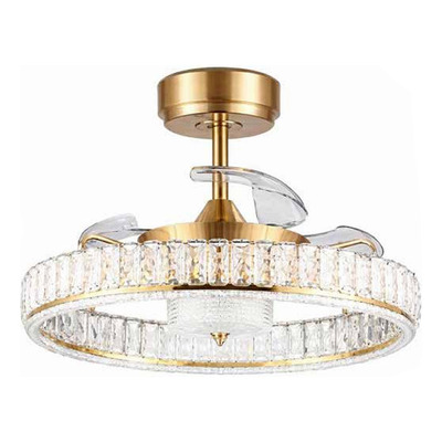 Ventilador Techo Retractil Dorado Con Led Mod 6051 Ax 56 Cm Dorado Transparente Abs 3