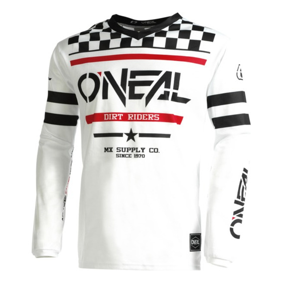 Polera Moto Bicicleta Oneal Element Squadron Blanco/negro