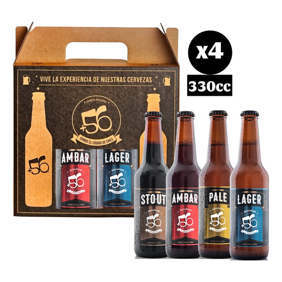 Estuche Regalo Cerveza Artesanal +56 Variedades 4 X 330cc