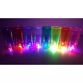 12 Copo Pisca Led Long Drink Neon Festa Balada Glow