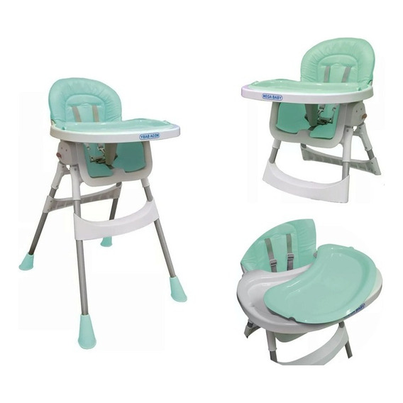 Silla De Comer Mega Baby Para Bebe New York Doble Bandeja Color Verde claro