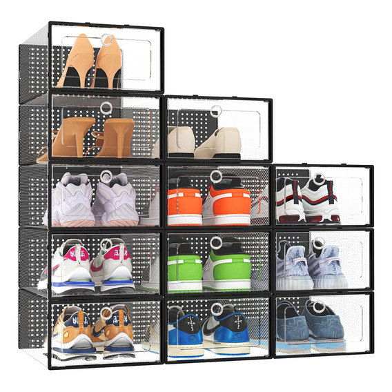 12 Cajas Para Almacenar Sneakers Color Negro