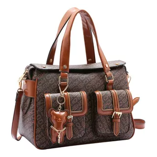 Bolsa Feminina Chenson 348414 Monograma Letra Pontilhada Cor Café Cor Da Correia De Ombro Cor Da Bolsa