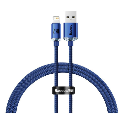 Cable Usb A A Lightning Baseus 2 Metros Carga Rapida Color Azul