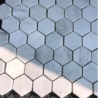 Mallas Hexagonales Medida 30.5x30.5 Tono Gris Con Blanco.