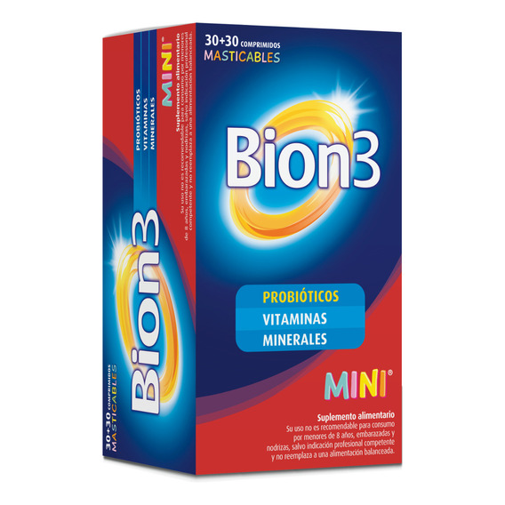 Pack Bion 3 Mini 60 Comprimidos Masticables Sabor Frambuesa