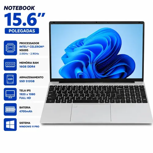 Notebook 15.6 16gb Ram Ssd 512gb Full Hd Windows 11 Pro Ultra Fino