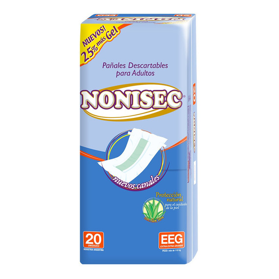 Pañales Para Adultos Nonisec Rectos Talle Xxg X 20 Un