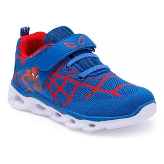 Zapatillas Marvel Spiderman Base Led Velcro Y Elastico