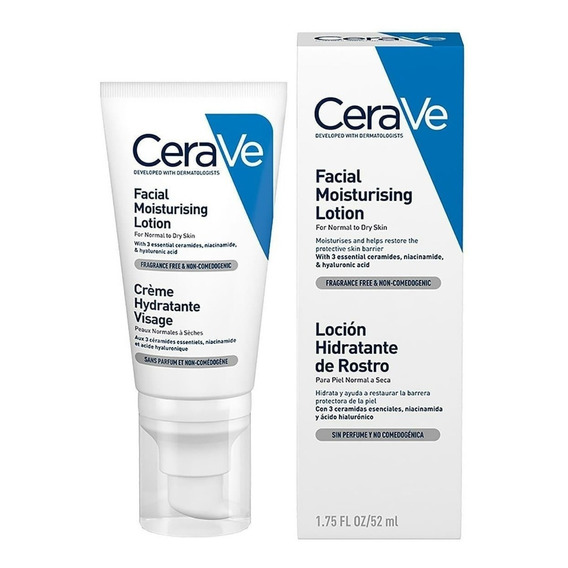 Loción Hidratante de Rostro CeraVe Facial Moisturising Lotion noche para piel normal a seca de 52mL/52g 10+ años