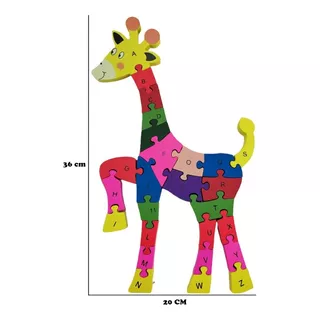 Quebra-cabeça Didático Girafa - C/ Alfabeto E Números Até 26