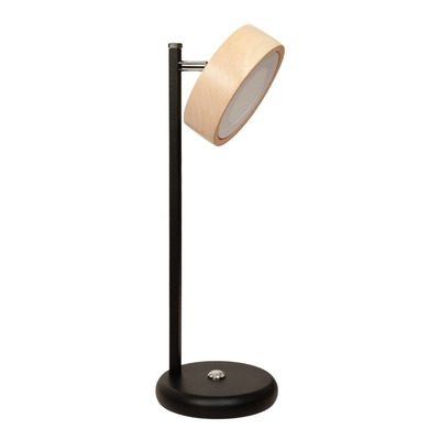 Lampara Velador Mesa Leon Negro Iluminacion Led Madera Deco