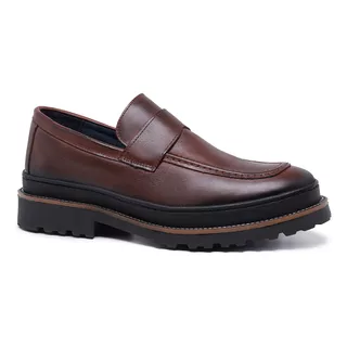 Sapato Casual Mocassim Masculino Malbork Couro Marrom 2202m