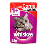 Alimento Whiskas 1+ Whiskas Gatos  para gato adulto todos los tamaños sabor carne en salsa en sobre de 85 g