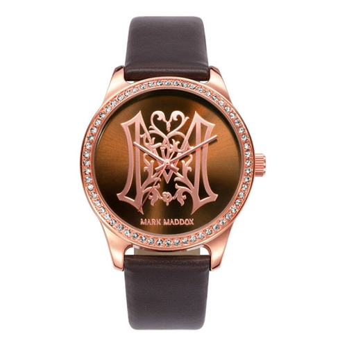 Reloj Mark Maddox Mujer Coleccion De Lujo Mc0011-70 Color De La Correa Marrón Color Del Bisel Rosa Color Del Fondo Marrón