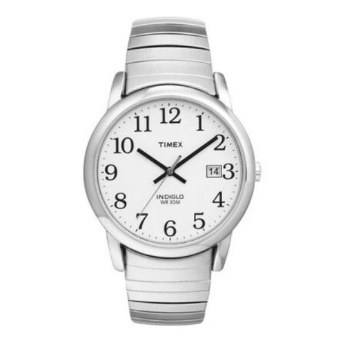 Reloj Hombre Timex T2h451 Easy Reader Reloj Con Banda De Ex Color de la correa Plateado Color del bisel Plateado Color del fondo Blanco