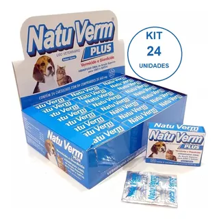 24 Unidades Natuverm Plus Vermífugo Sabor Carne 660mg 